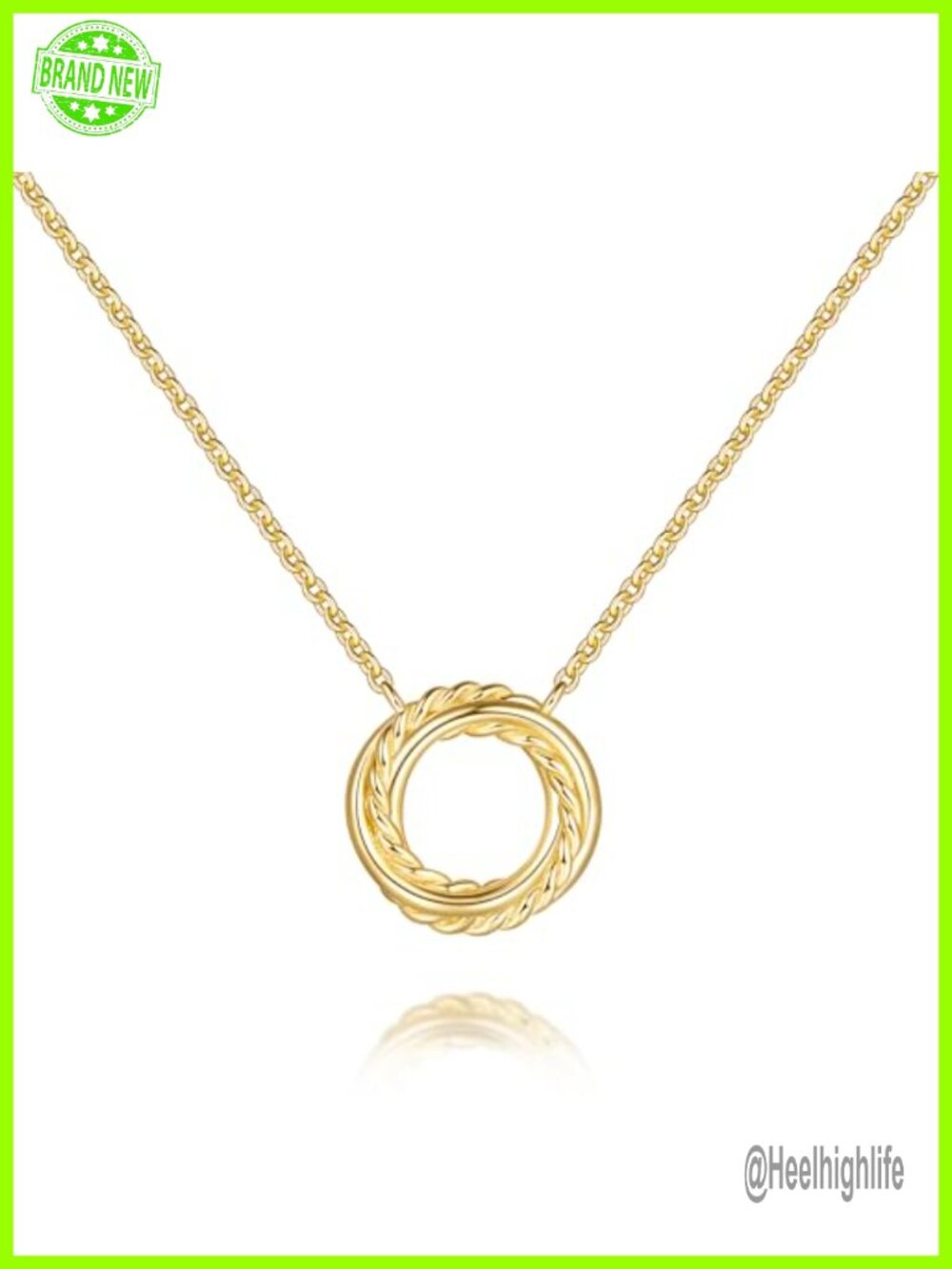 14K Gold Plated Knot Pendant Necklace Braided Circle Dainty Women's everyday